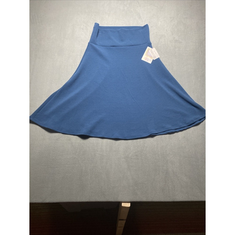 LuLaRoe Azure Midi Skirt Blue Lightweight Fold Over Waistband FlaredMedium